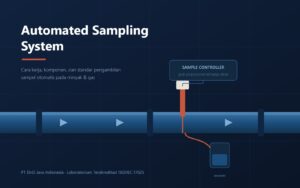 Skema automated sampling system pada jalur pipa transfer minyak